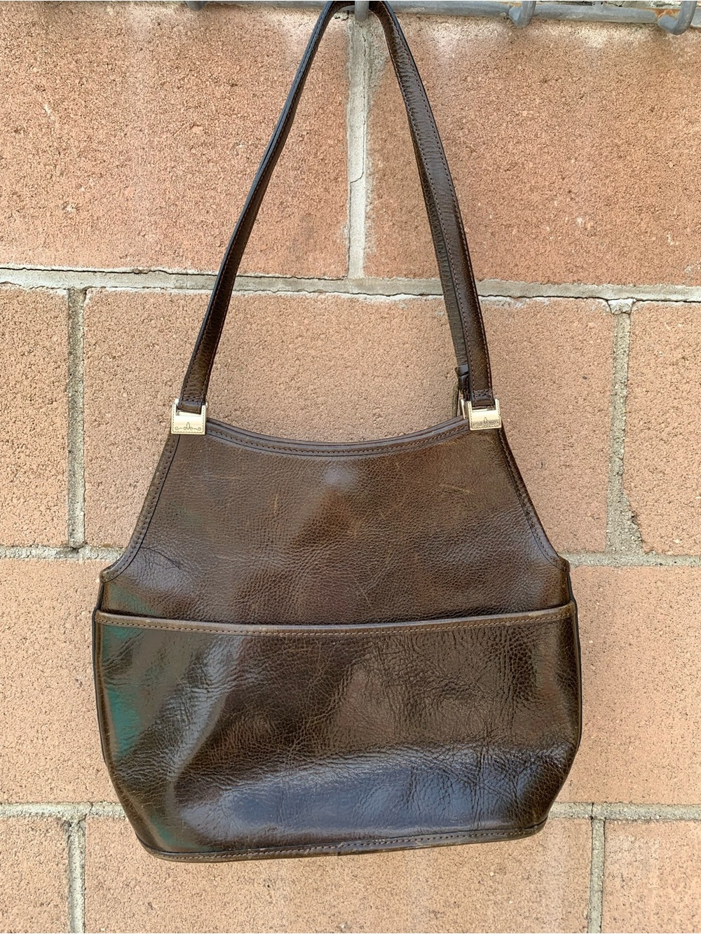 Vintage Brighton Brown & Olive Leather Shoulder Bag